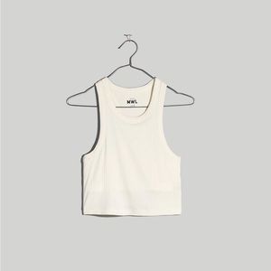 Madewell Variegated Rib Crop Tank NJ129 in Lighthouse Color XXS